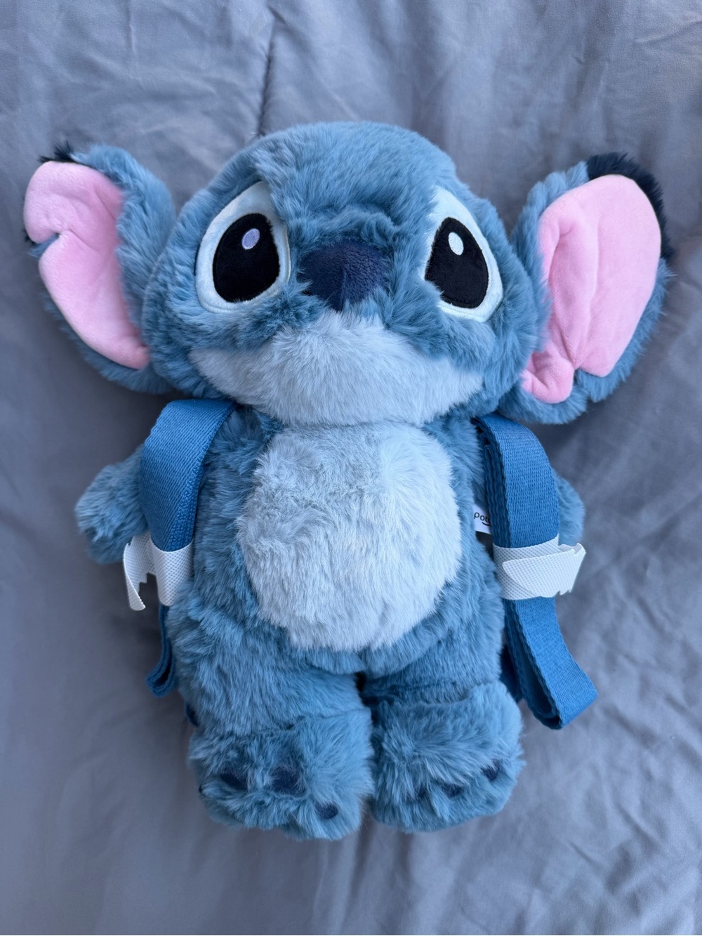 Blue Plush Lilo and Stitch Backpack with Pink Ear Accents NWT